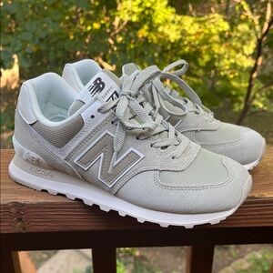 New Balance Athletic Shoes in Light Gray and White